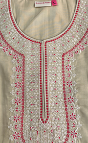 Cream/Red Embroidery Soft Cotton Nighty. Soft Breathable Fabric | Laces and Frills