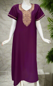 Violet Embroidery Soft Cotton Nighty. Soft Breathable Fabric | Laces and Frills