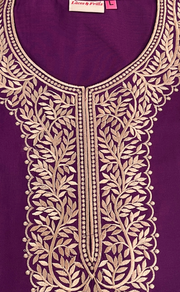 Violet Embroidery Soft Cotton Nighty. Soft Breathable Fabric | Laces and Frills