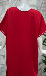 Red Embroidery Soft Cotton Nighty. Soft Breathable Fabric | Laces and Frills