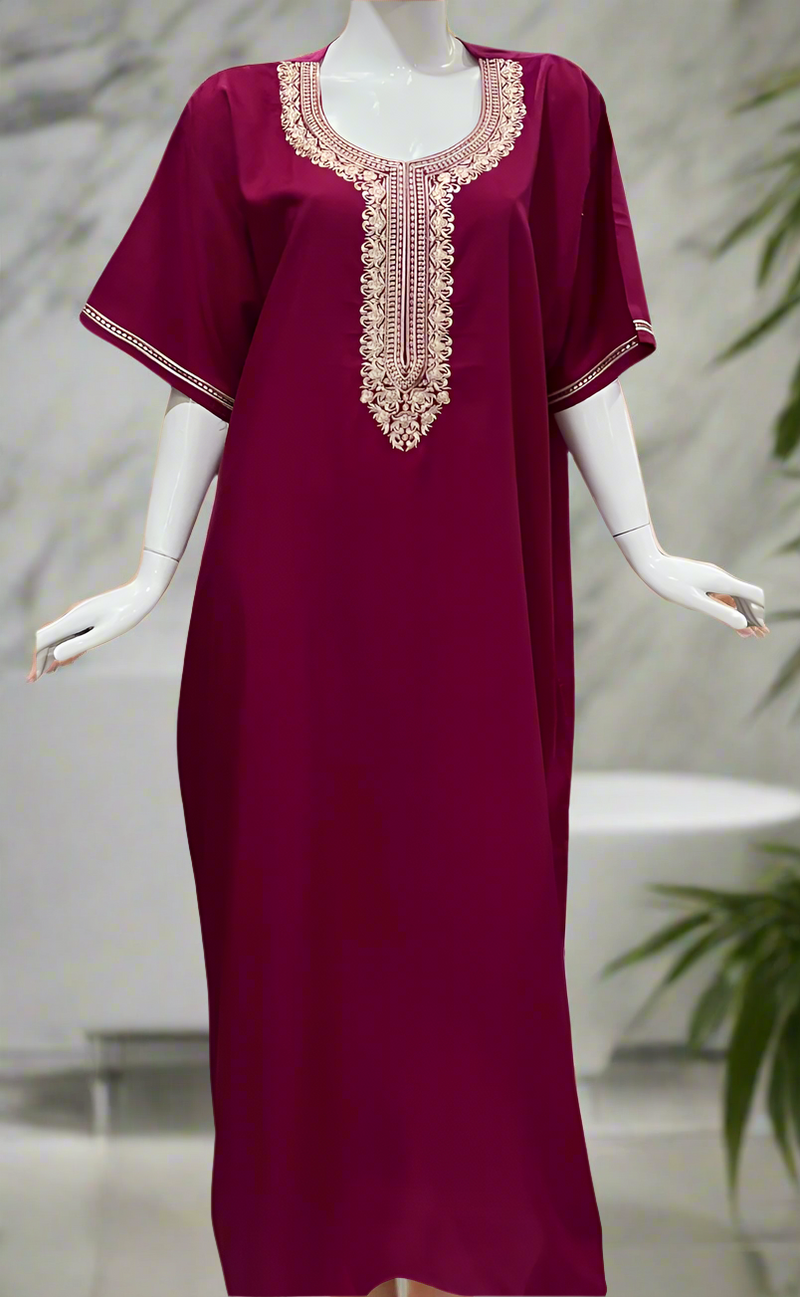 Pink Embroidery Soft Cotton Nighty. Soft Breathable Fabric | Laces and Frills