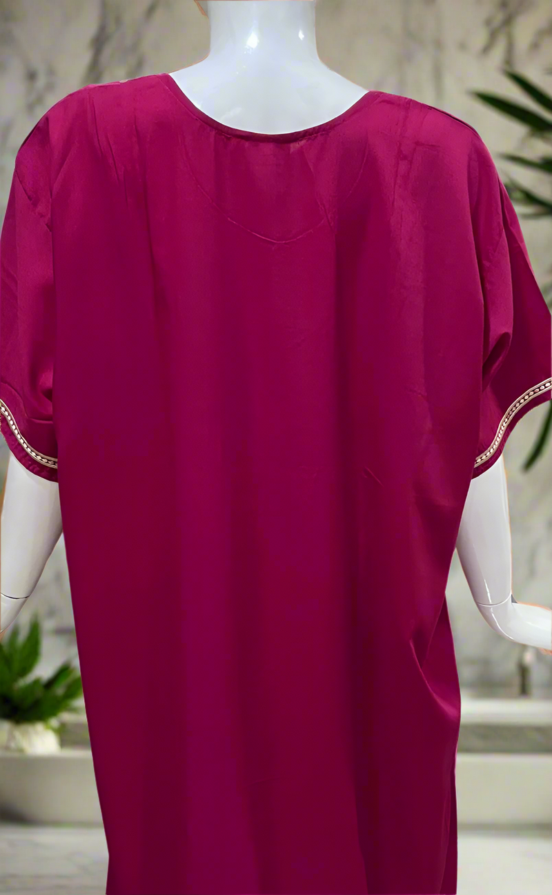 Pink Embroidery Soft Cotton Nighty. Soft Breathable Fabric | Laces and Frills