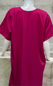 Pink Embroidery Soft Cotton Nighty. Soft Breathable Fabric | Laces and Frills