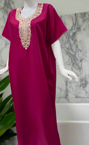 Pink Embroidery Soft Cotton Nighty. Soft Breathable Fabric | Laces and Frills