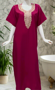 Pink Embroidery Soft Cotton Nighty. Soft Breathable Fabric | Laces and Frills