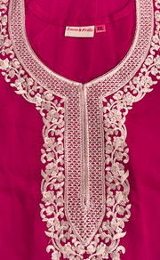 Pink Embroidery Soft Cotton Nighty. Soft Breathable Fabric | Laces and Frills