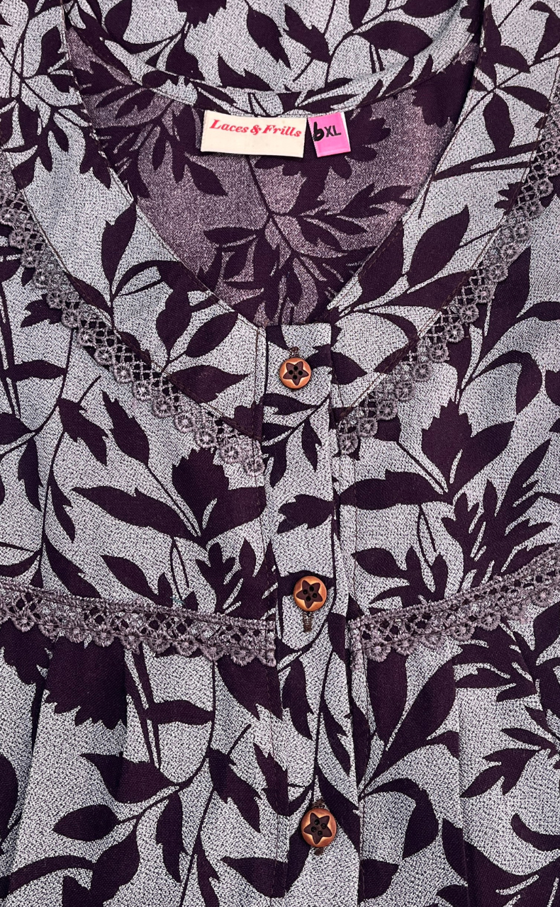 Violet Garden Spun  Nighty. Flowy Spun Fabric | Laces and Frills