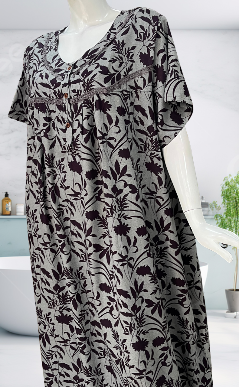 Violet Garden Spun  Nighty. Flowy Spun Fabric | Laces and Frills