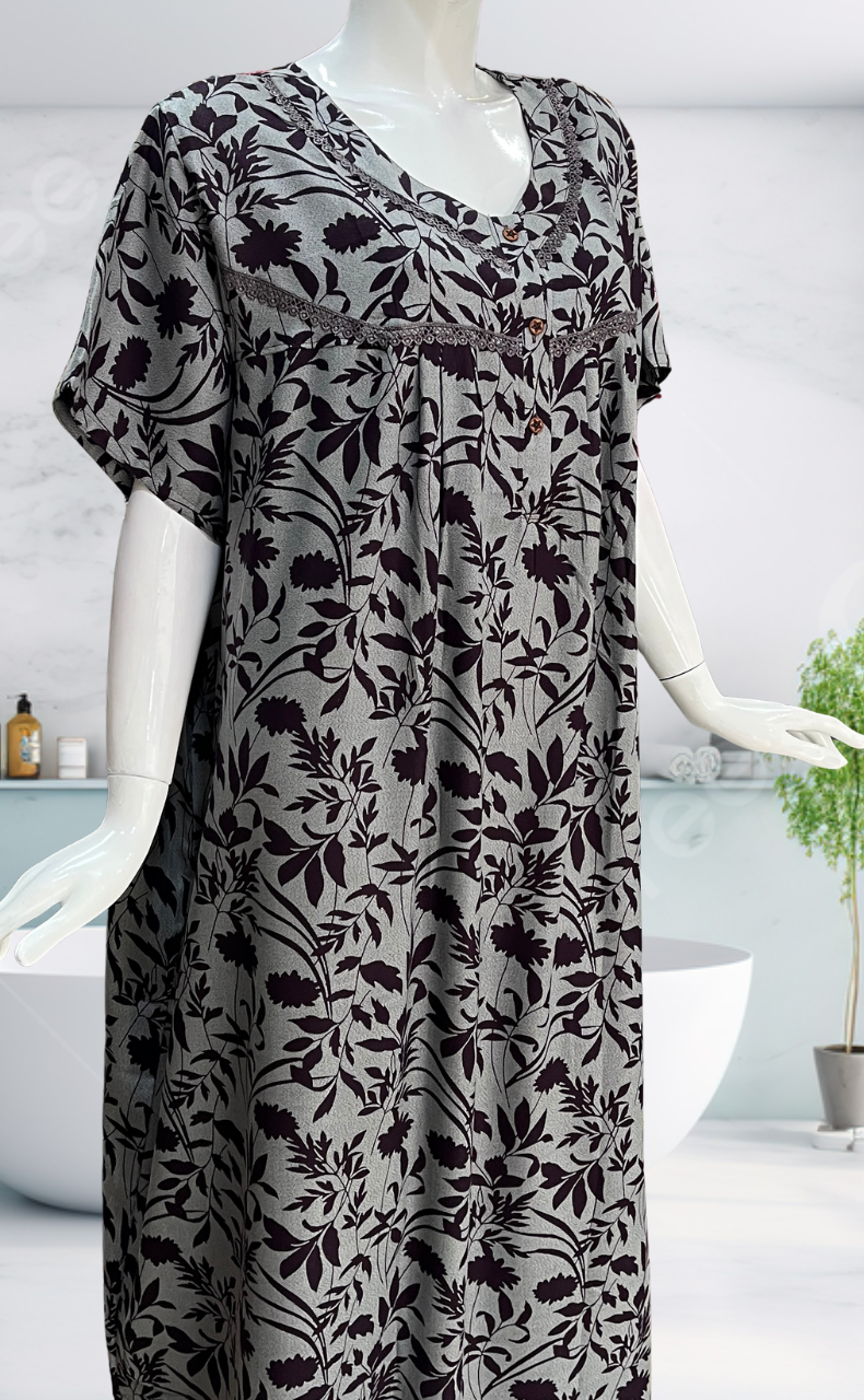 Violet Garden Spun  Nighty. Flowy Spun Fabric | Laces and Frills