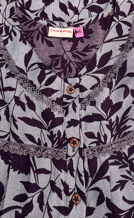 Violet Garden Spun  Nighty. Flowy Spun Fabric | Laces and Frills