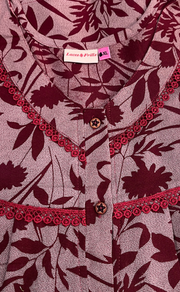 Maroon Garden Spun  Nighty. Flowy Spun Fabric | Laces and Frills