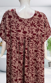 Maroon Garden Spun  Nighty. Flowy Spun Fabric | Laces and Frills