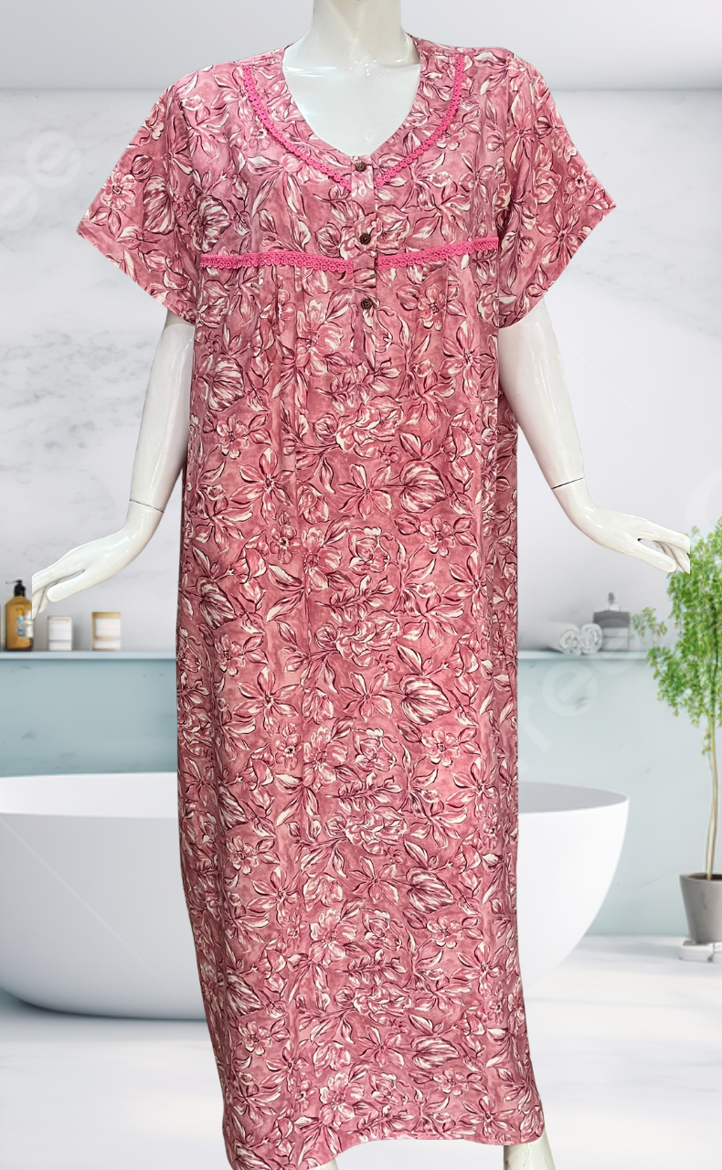 Pink Garden Spun  Nighty. Flowy Spun Fabric | Laces and Frills