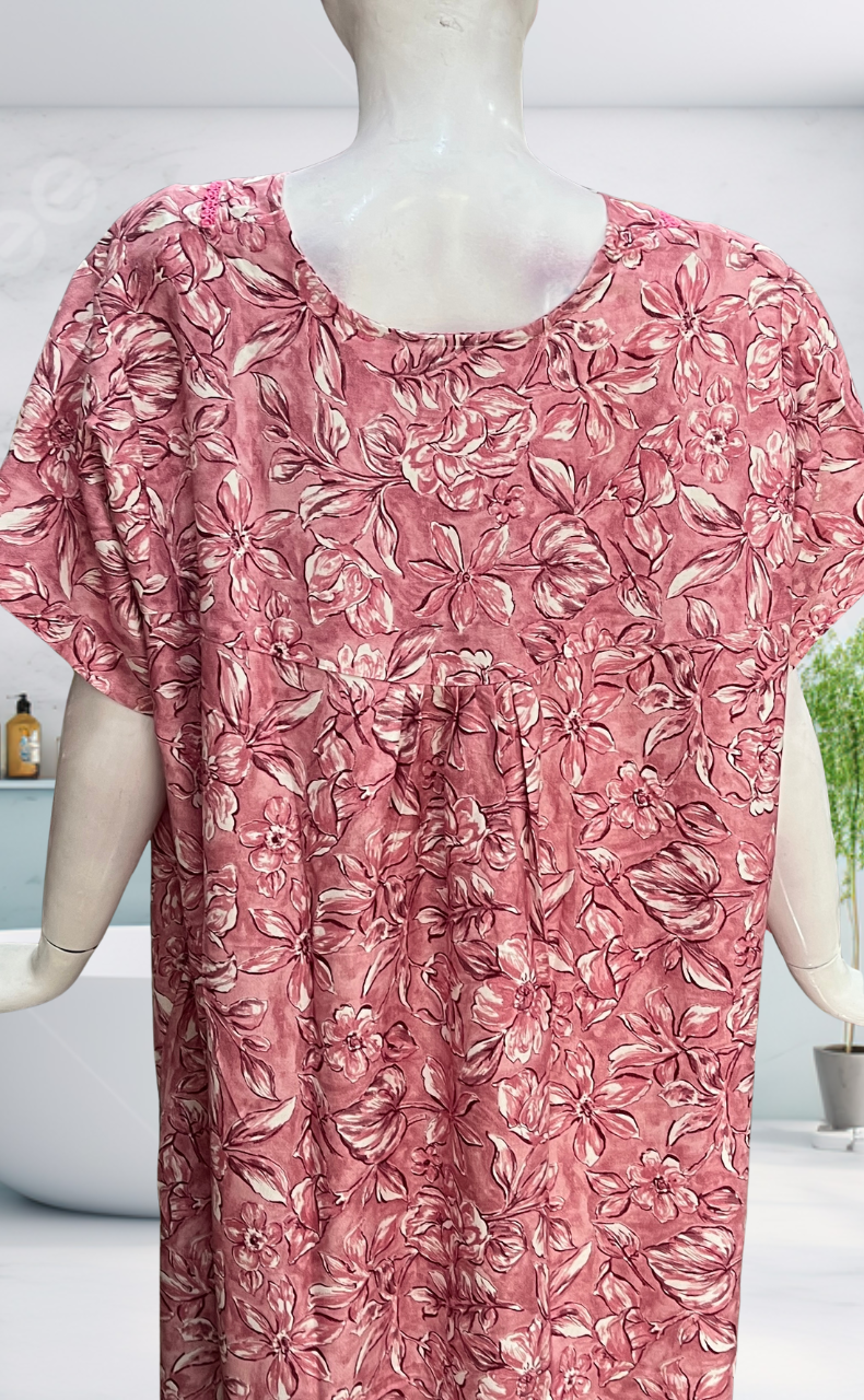 Pink Garden Spun  Nighty. Flowy Spun Fabric | Laces and Frills