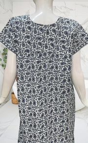 White/Blue Paisley Print Pure Cotton Nighty. Pure Durable Cotton | Laces and Frills