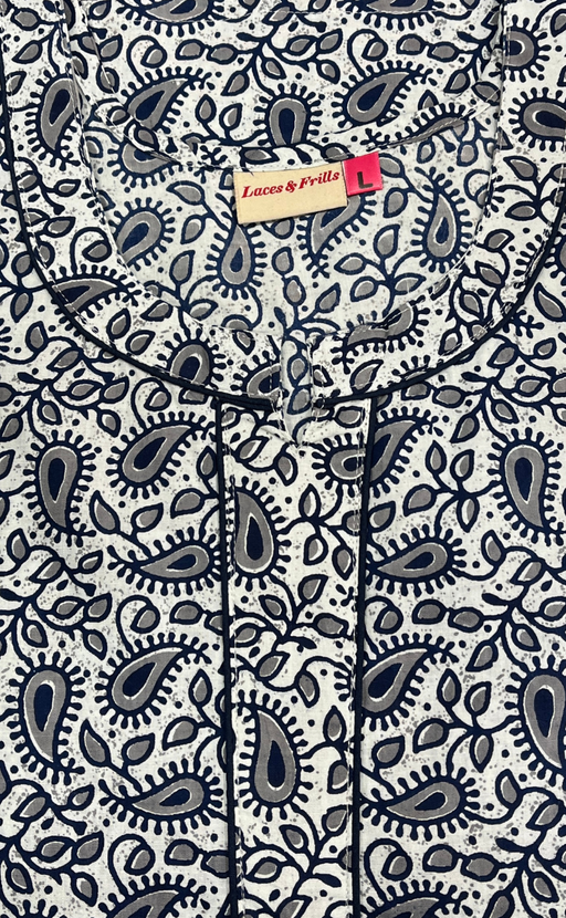 White/Blue Paisley Print Pure Cotton Nighty. Pure Durable Cotton | Laces and Frills
