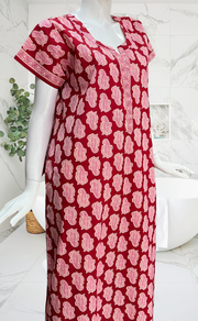 Red Paisley Print Pure Cotton Nighty. Pure Durable Cotton | Laces and Frills