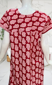 Red Paisley Print Pure Cotton Nighty. Pure Durable Cotton | Laces and Frills