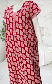 Red Paisley Print Pure Cotton Nighty. Pure Durable Cotton | Laces and Frills