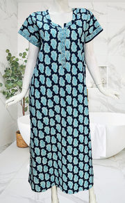 Blue Paisley Print Pure Cotton Nighty. Pure Durable Cotton | Laces and Frills