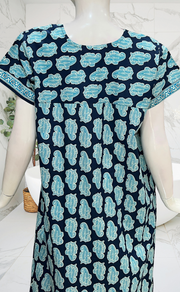 Blue Paisley Print Pure Cotton Nighty. Pure Durable Cotton | Laces and Frills