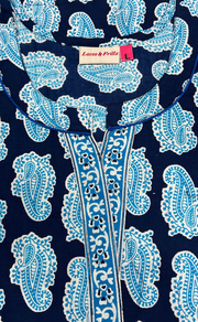 Blue Paisley Print Pure Cotton Nighty. Pure Durable Cotton | Laces and Frills