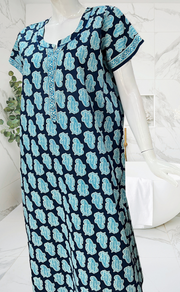 Blue Paisley Print Pure Cotton Nighty. Pure Durable Cotton | Laces and Frills