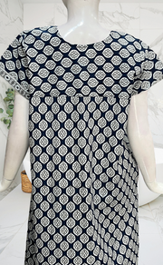 Blue Abstract Pure Cotton Nighty. Pure Durable Cotton | Laces and Frills