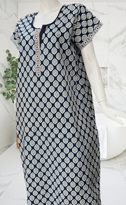 Blue Abstract Pure Cotton Nighty. Pure Durable Cotton | Laces and Frills