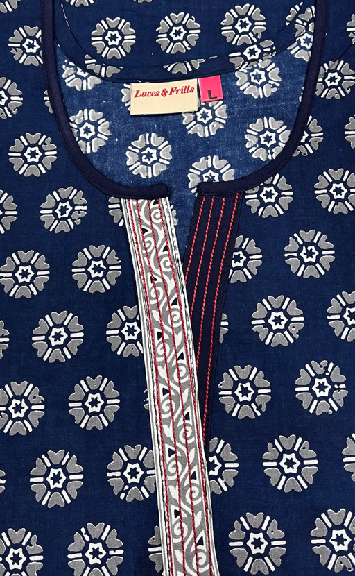 Blue Floral Pure Cotton Nighty. Pure Durable Cotton | Laces and Frills