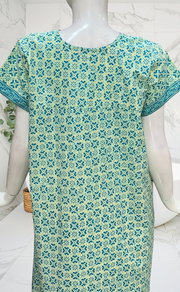 Sea Green Flora Pure Cotton Nighty. Pure Durable Cotton | Laces and Frills