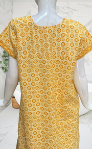 Yellow Flora Pure Cotton Nighty. Pure Durable Cotton | Laces and Frills