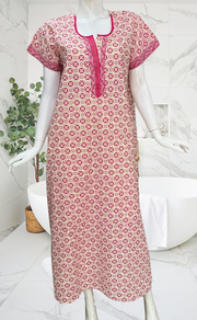 Pink Flora Pure Cotton Nighty. Pure Durable Cotton | Laces and Frills