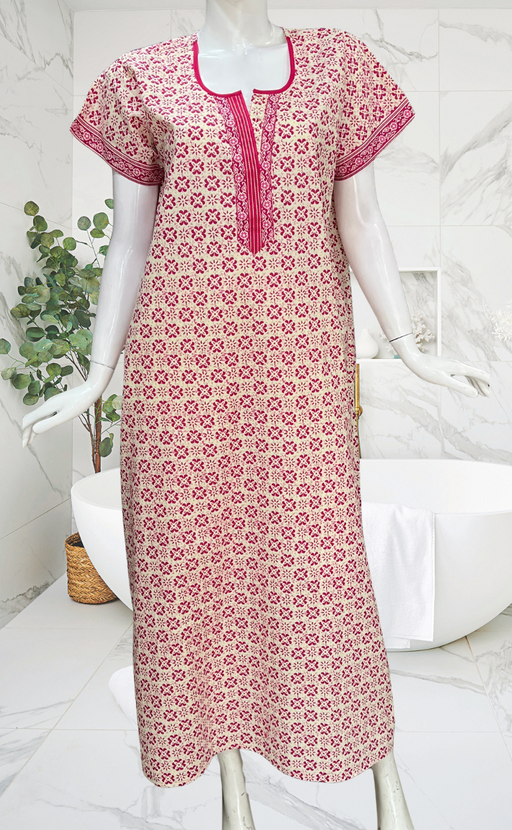 Pink Flora Pure Cotton Nighty. Pure Durable Cotton | Laces and Frills