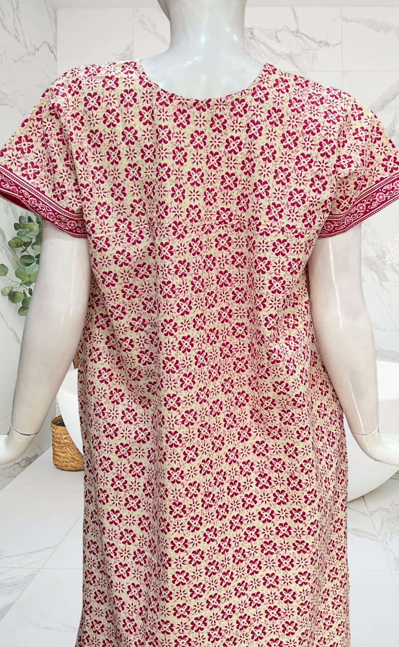 Pink Flora Pure Cotton Nighty. Pure Durable Cotton | Laces and Frills
