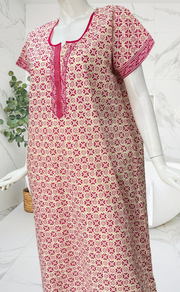 Pink Flora Pure Cotton Nighty. Pure Durable Cotton | Laces and Frills