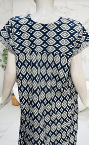 Blue Abstract Pure Cotton Nighty. Pure Durable Cotton | Laces and Frills