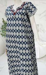 Blue Abstract Pure Cotton Nighty. Pure Durable Cotton | Laces and Frills