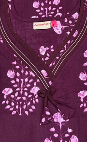Beetroot Pink Floral Pure Cotton Nighty. Pure Durable Cotton | Laces and Frills