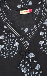 Black Floral Pure Cotton Nighty. Pure Durable Cotton | Laces and Frills