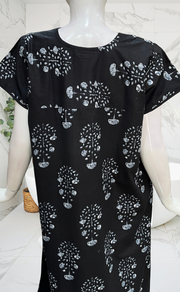 Black Floral Pure Cotton Nighty. Pure Durable Cotton | Laces and Frills