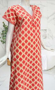 Peach Abstract Pure Cotton Nighty. Pure Durable Cotton | Laces and Frills