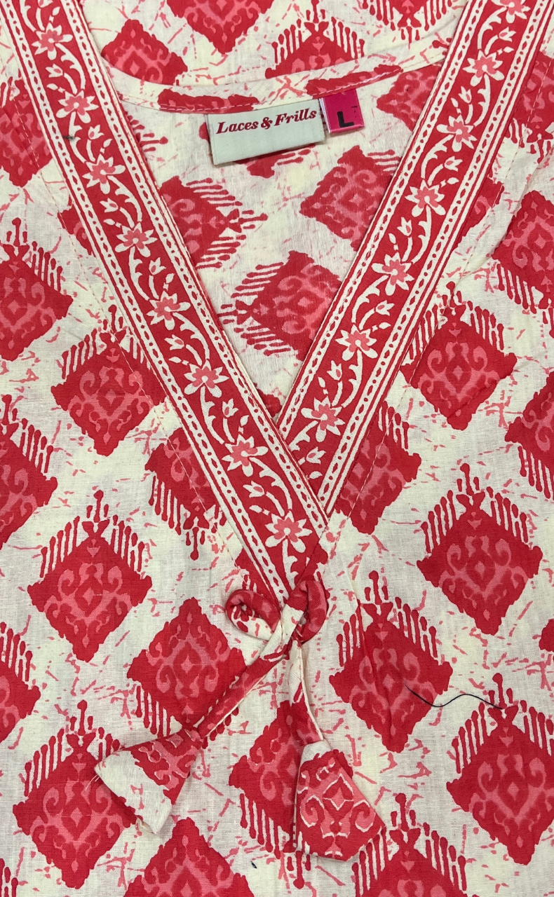 Peach Abstract Pure Cotton Nighty. Pure Durable Cotton | Laces and Frills