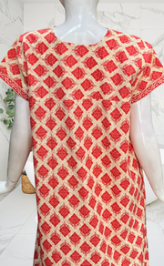 Peach Abstract Pure Cotton Nighty. Pure Durable Cotton | Laces and Frills