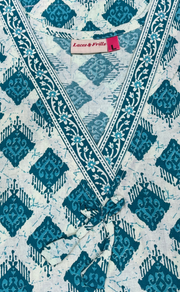 Sea Green Abstract Pure Cotton Nighty. Pure Durable Cotton | Laces and Frills