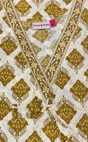 Mustard Abstract Pure Cotton Nighty. Pure Durable Cotton | Laces and Frills