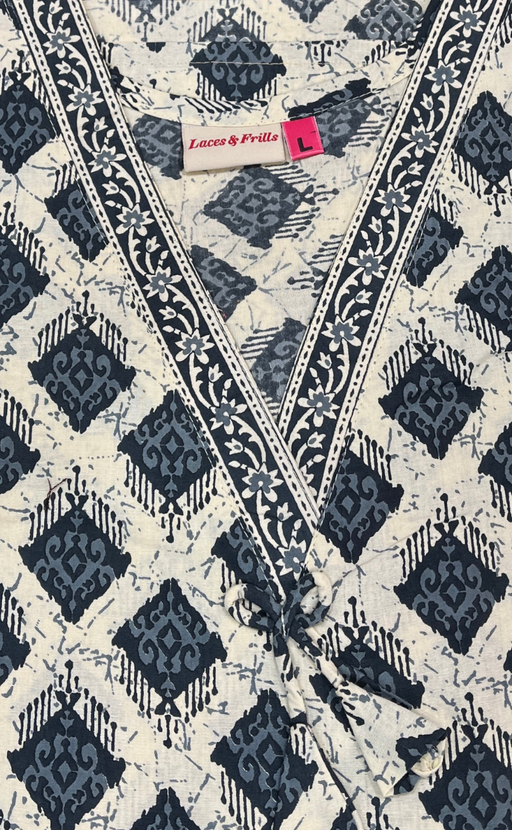 Grey Abstract Pure Cotton Nighty. Pure Durable Cotton | Laces and Frills