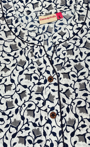 White/Blue Tiny Flora Pure Cotton Nighty. Pure Durable Cotton | Laces and Frills
