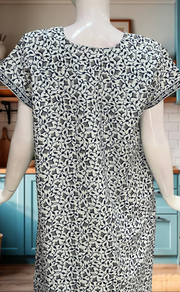 White/Blue Tiny Flora Pure Cotton Nighty. Pure Durable Cotton | Laces and Frills