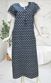 Blue Paisley Print Pure Cotton Nighty. Pure Durable Cotton | Laces and Frills - Laces and Frills